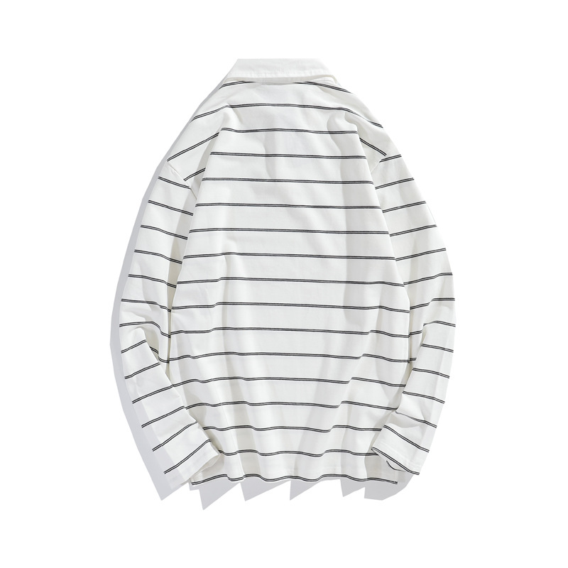 Japanese Contrast Striped Long-sleeved Sweater Men's Lapel