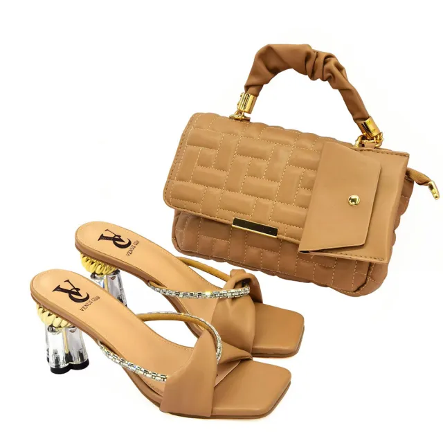 Crossbody Bag With Small Card Bag, Cross Strap High heeled Sandals Khaki - Shop at LoveMi