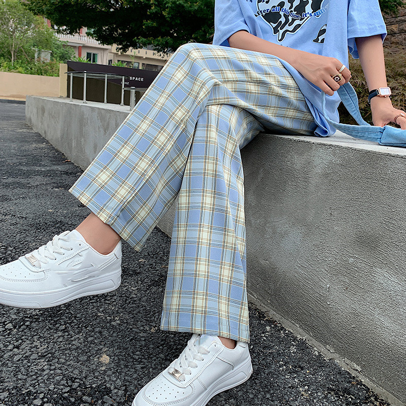 Light blue plaidtrousers