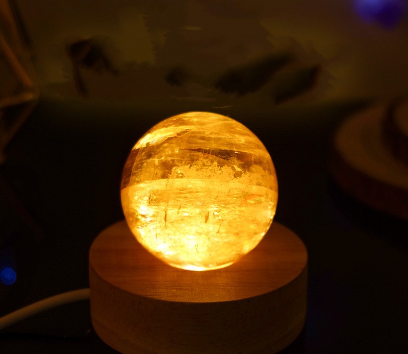 Natural Crystal Yellow Calcite Small Night Light Yellow Bingzhou Ball