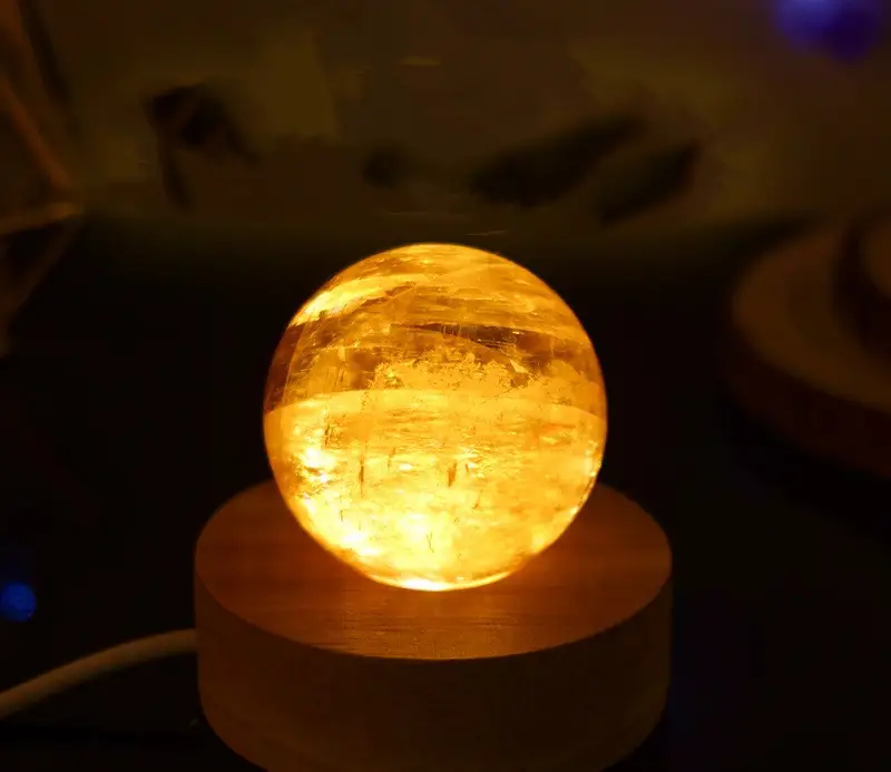 Natural Crystal Yellow Calcite Small Night Light Yellow Bingzhou Ball