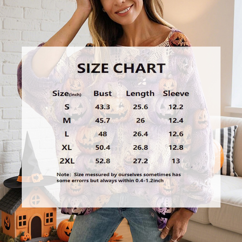 Women’s Diamond Hollow Out Batwing Sleeve Top – Loose Fit Pumpkin Halloween Print Blouse For Spring Summer