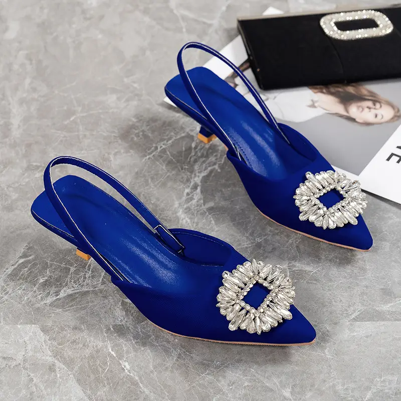 Pointed Stiletto Mid-heel Shoes Back Empty Toe Sandals
