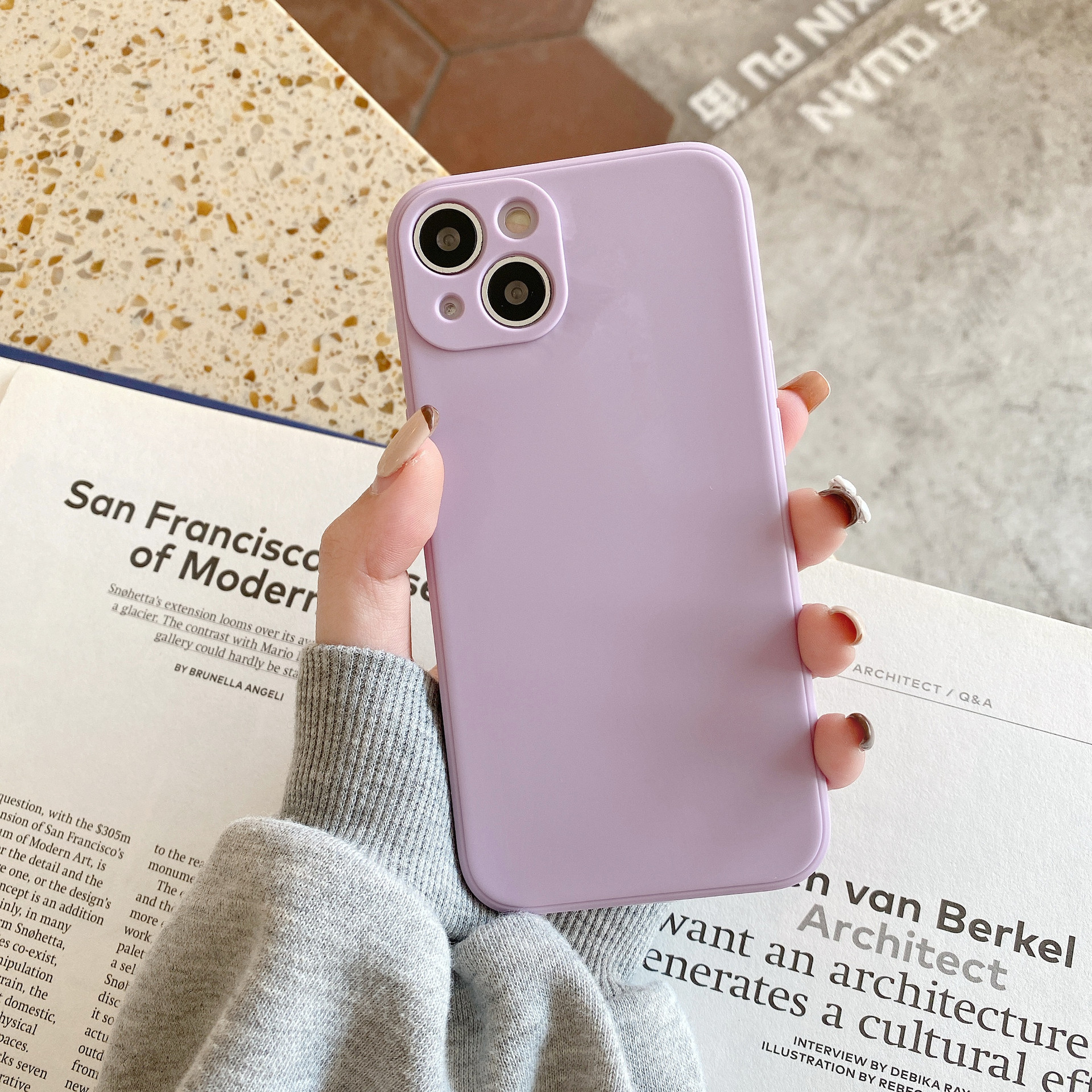 Simple Solid Color Straight Edge Liquid Silicone Phone Case - Image 7