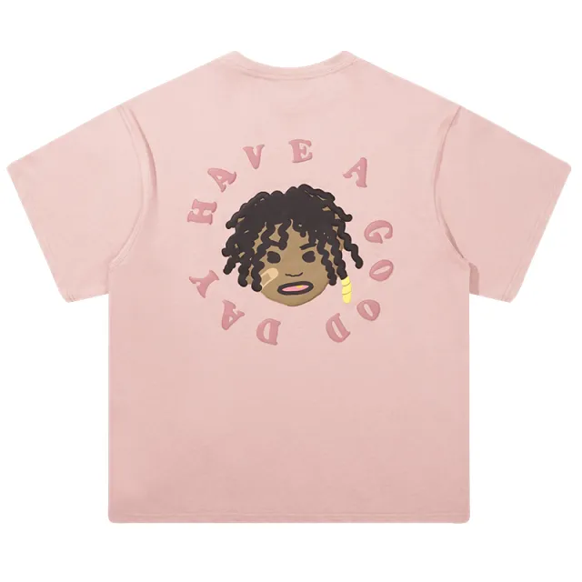Foam Loose Casual Short sleeved T shirt Dirty Pink - Shop at LoveMi