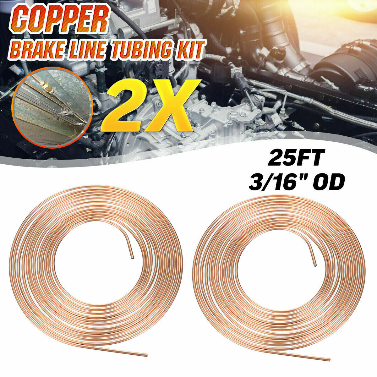 2PCS 25ft Kunifer Cunifer Copper Nickel Brake Pipe Line Roll Tube Hose — image 4