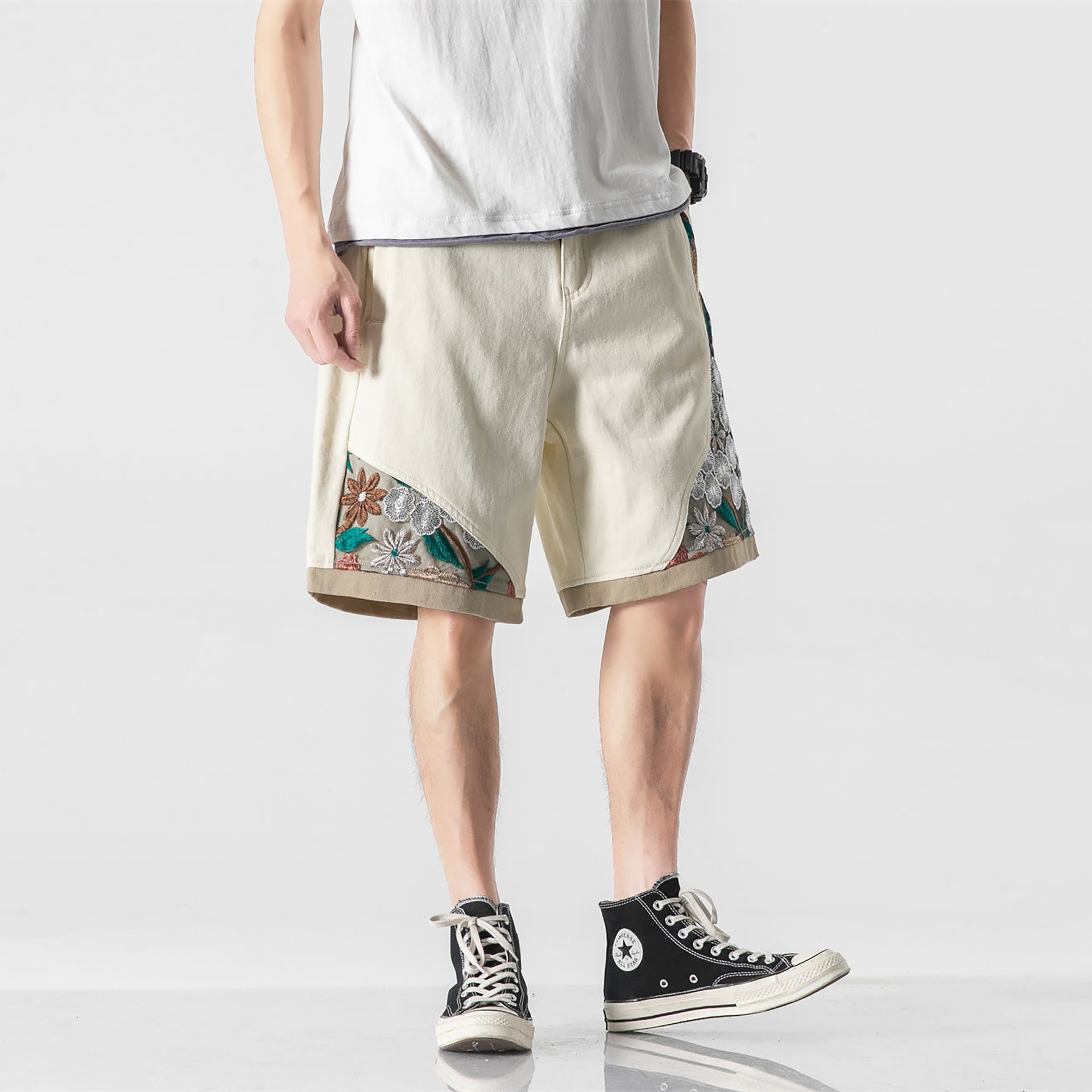 Embroidery Tooling Shorts Men's Loose Bermuda Shorts