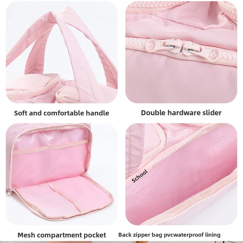Women's Large-Capacity, Lightweight, Soft-Touch Marshmallow-Style Stand-Up Travel Cosmetic & Toiletry Bag With 4 Compartments And Zipper Closure thumbnail 5