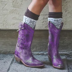 European And American Style Thick Heel Plus Size Mid-tube Knight Boots Women Boots - Purple - View 1