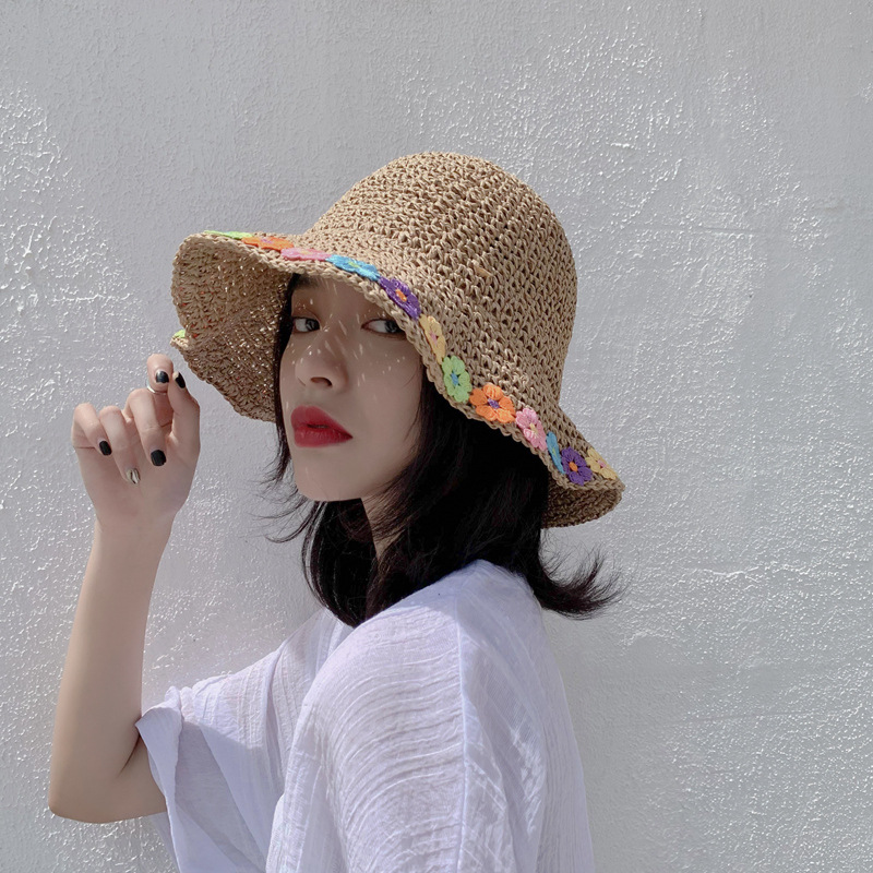 Small Flower Foldable Curling Sun Hat Beach Sun Hat Breathable Fisherman