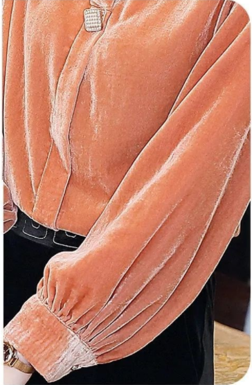 Gold Velvet Shirt Long-sleeved Top Loose V-neck Bottoming Shirt Women