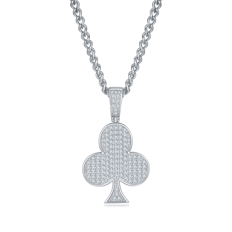 S925 Sterling Silver 120pcs D Color VVS1 Moissanite Club Pendant 5g No Chain Platinum Plated GRA Certified Gift Box