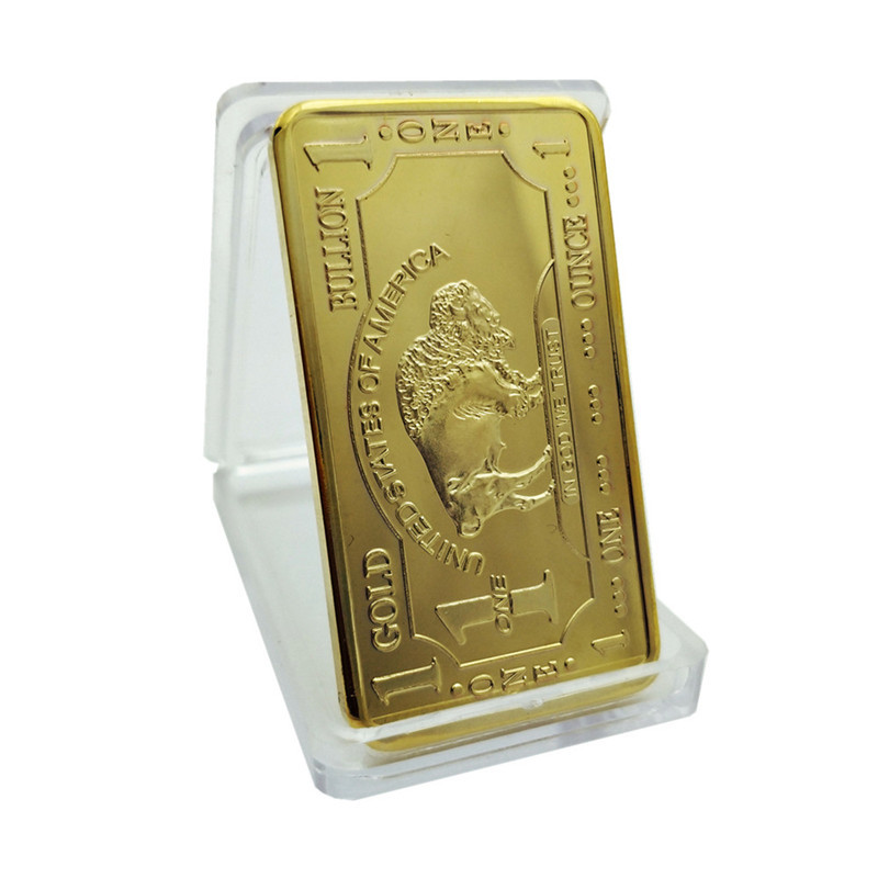 Gold-plated Bison Commemorative Coin Squares - Image 6