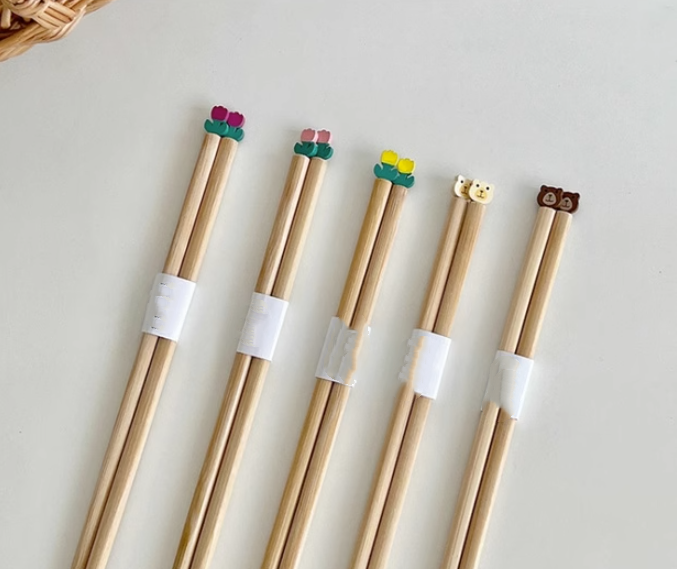 Title 3, Cartoon Three-dimensional Bear Tulip Chopsticks