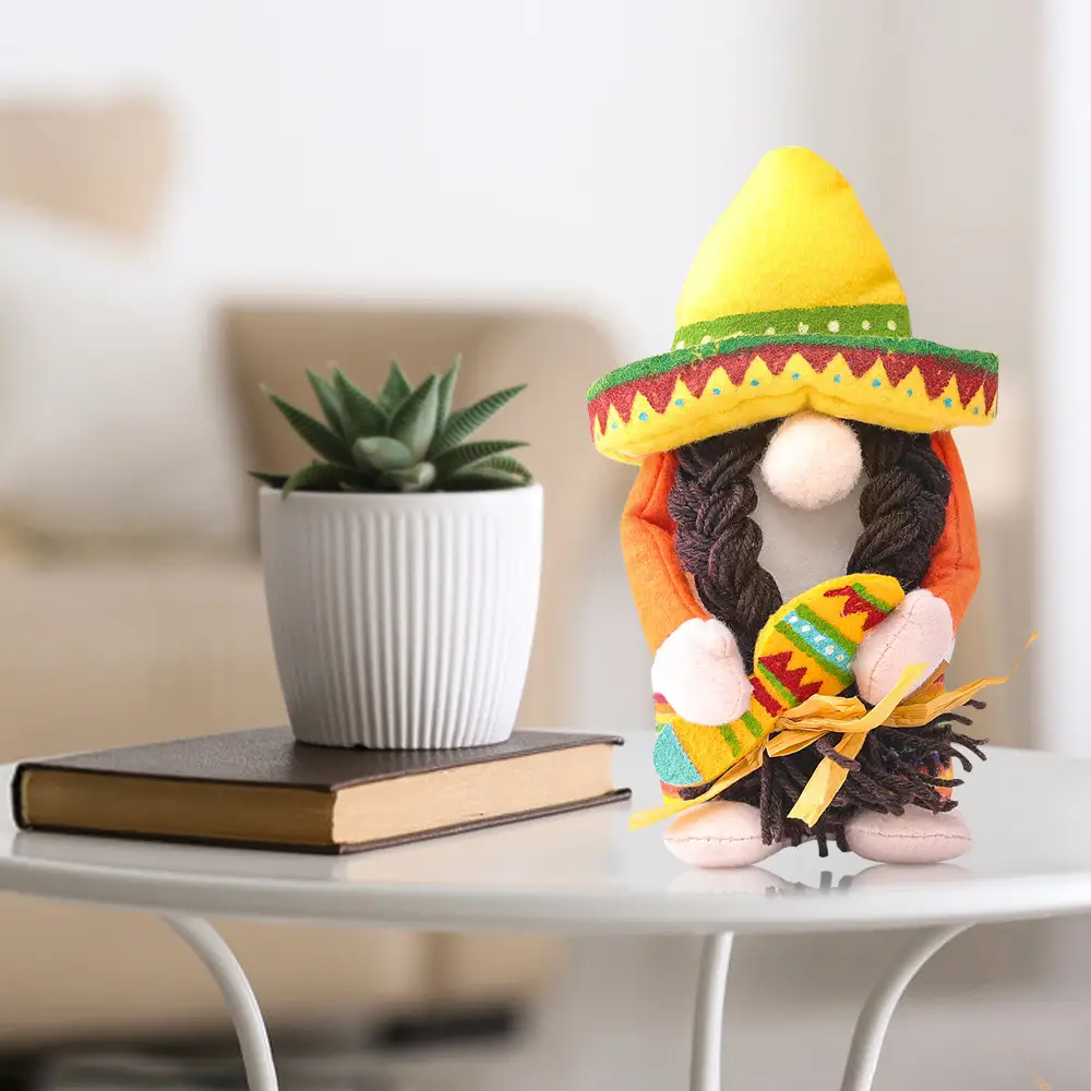 Faceless Old Man Hawaiian Style Mexican Straw Hat Doll