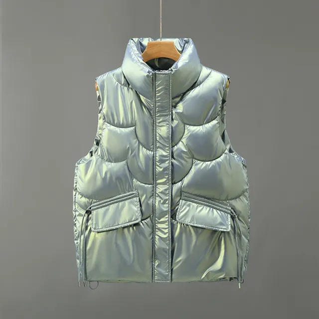 Fish Scale Bright Face Cotton Vest Short Style Green - Shop at LoveMi