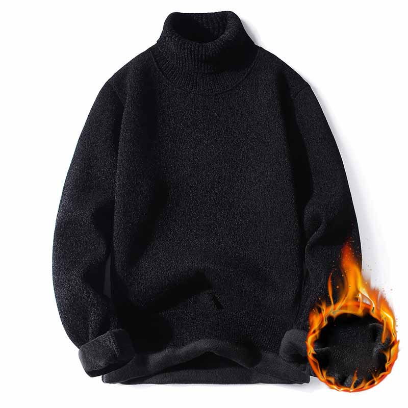 Men's Plus Fleece Warm High Neck Sweater
