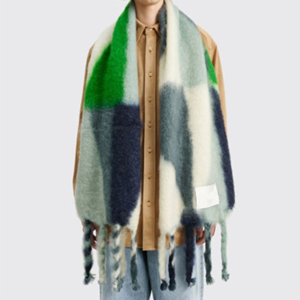 Women's New Geometric Triangle Stitching Plaid Scarf