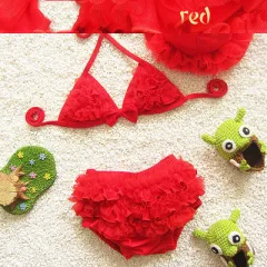 Baby Swimsuit 1 Year Old 2 Children 3 Kids 4 Girls Ins Split 5 Princess 3-6 Months Baby Boom 8 Bikini - Red - View 1
