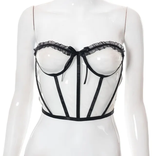 Lace Fishbone Corset Casual Versatile Adjustable Upper Ladies Black - Shop at LoveMi