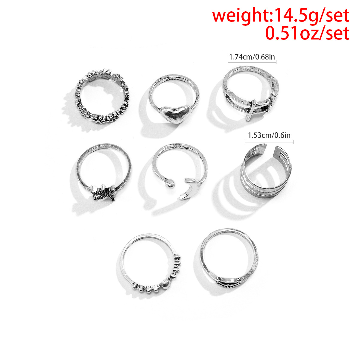 Fashion Multi-element Combination Peach Heart Ring