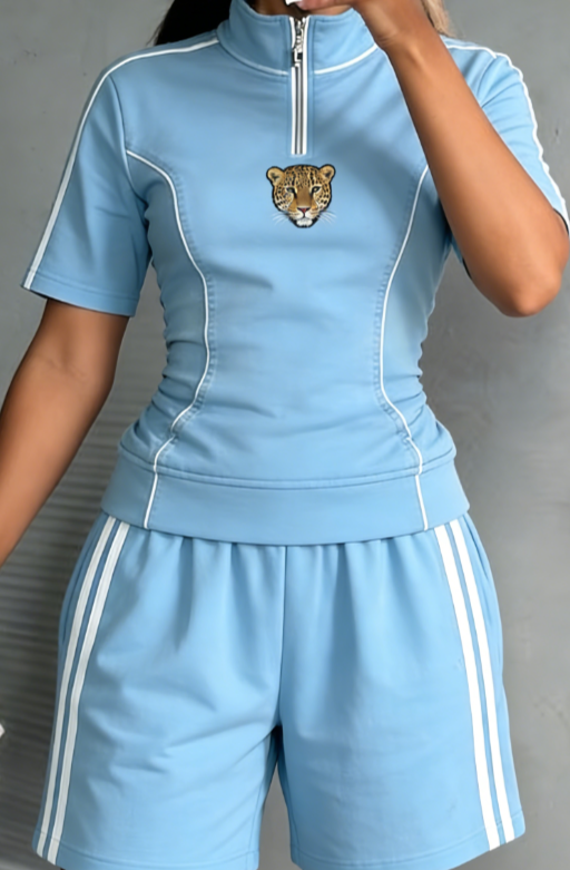 Striped Slim-fit T-shirt And Shorts Set