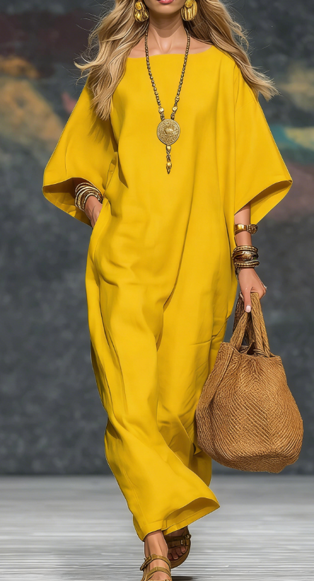 Minimalist Vacation Style Loose Silhouette Long Dress For Women