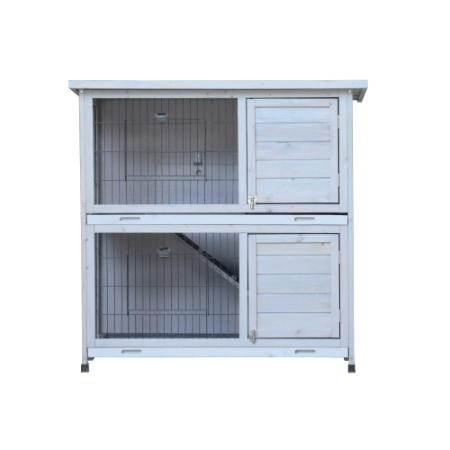 Rabbit Hutch Outdoor, 2 Story Rabbit Cage Indoor With Run, Bunny Cage With 2 Removable No Leak Trays, Pet Cages With Non Slip Ramp, Waterproof Roof... Gray - Shop at LoveMi