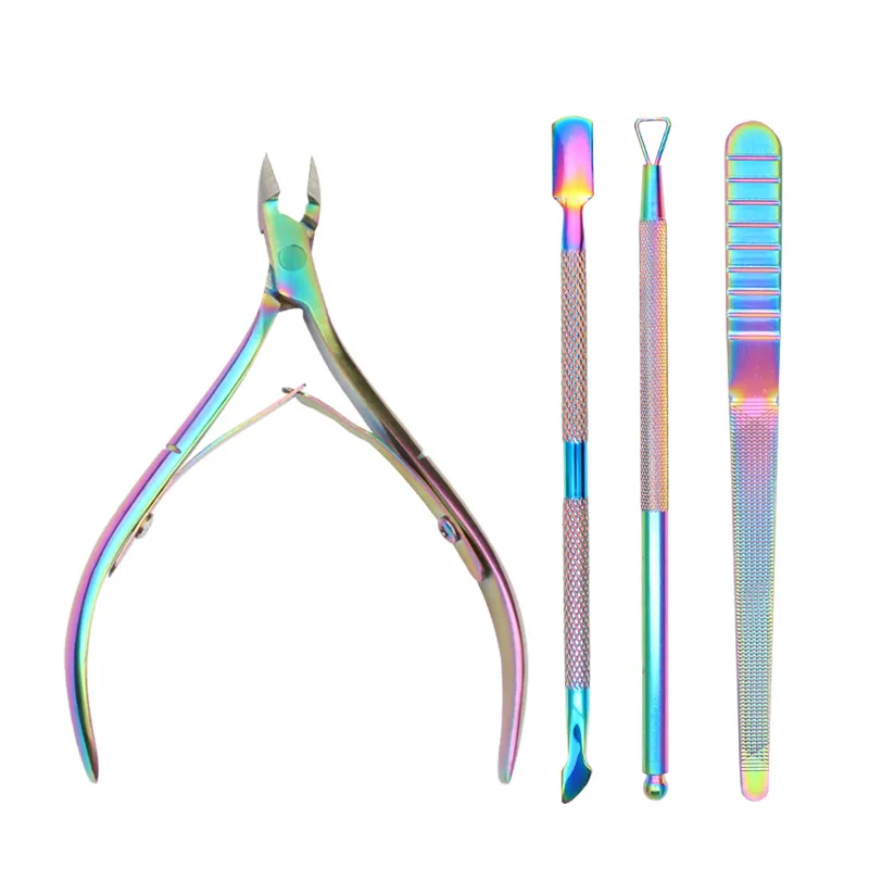Four-piece Stainless Steel Dead Skin Scissors - 4Piece Set Of Color Titanium