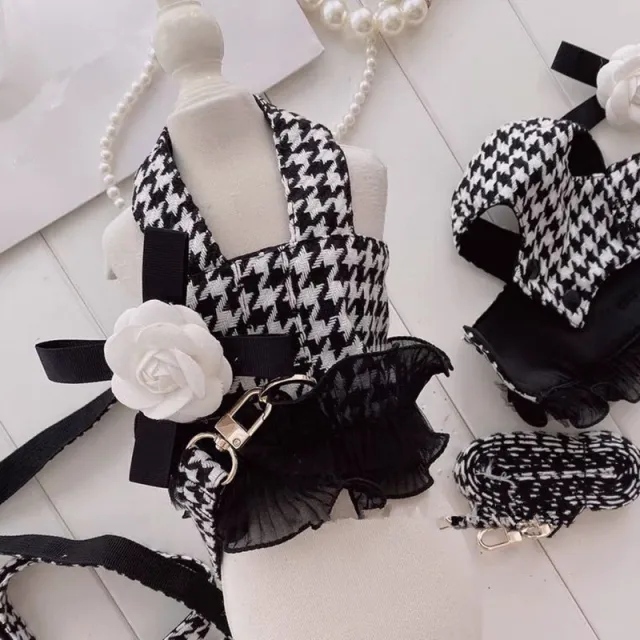 Pet Bird Check Vest Traction Suit Black - Shop at LoveMi