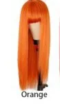Qi Bangs Black And Brown Long Straight Hair Orange - Shop at LoveMi