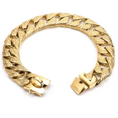 Pitbull Dog Bulldog Metal Necklace Bully Collar Strong Clasp - Gold - View 1