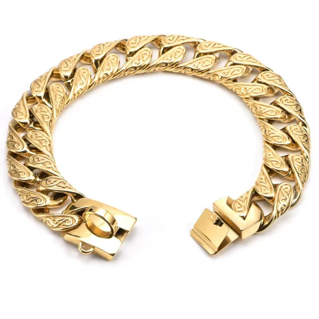 Pitbull Dog Bulldog Metal Necklace Bully Collar Strong Clasp Gold - Shop at LoveMi