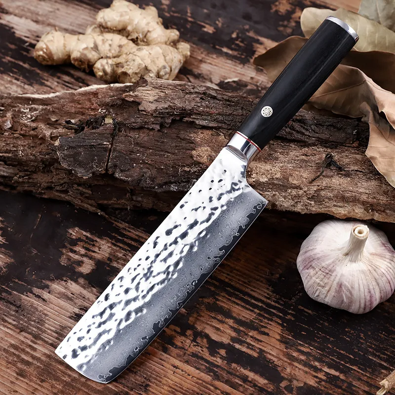 Household Damascus Steel Chef Slicing Knife - Black