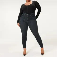New Women's Fashion Casual Jeans - Black Cropped - View 1