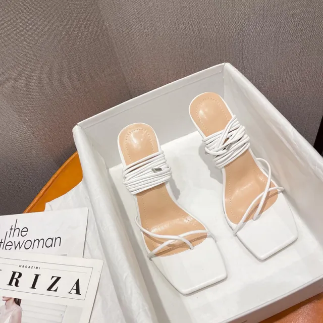 Roman Classic Square Toe Simple Thong Sandals Women White - Shop at LoveMi
