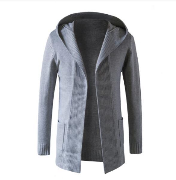 Men's Sweater Cardigan Mid-length Coat Knit Sweater Windbreaker