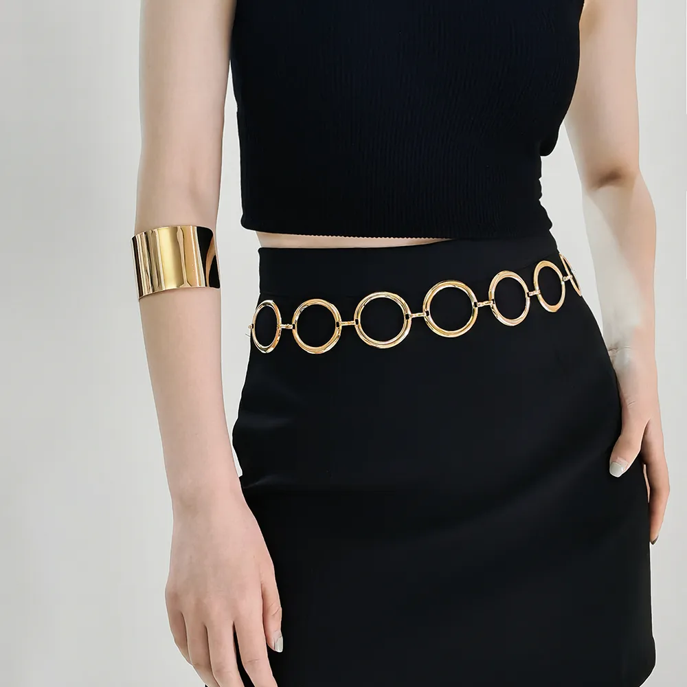 Fashion Circle Metal Waist Chain Women's Decorative Dress