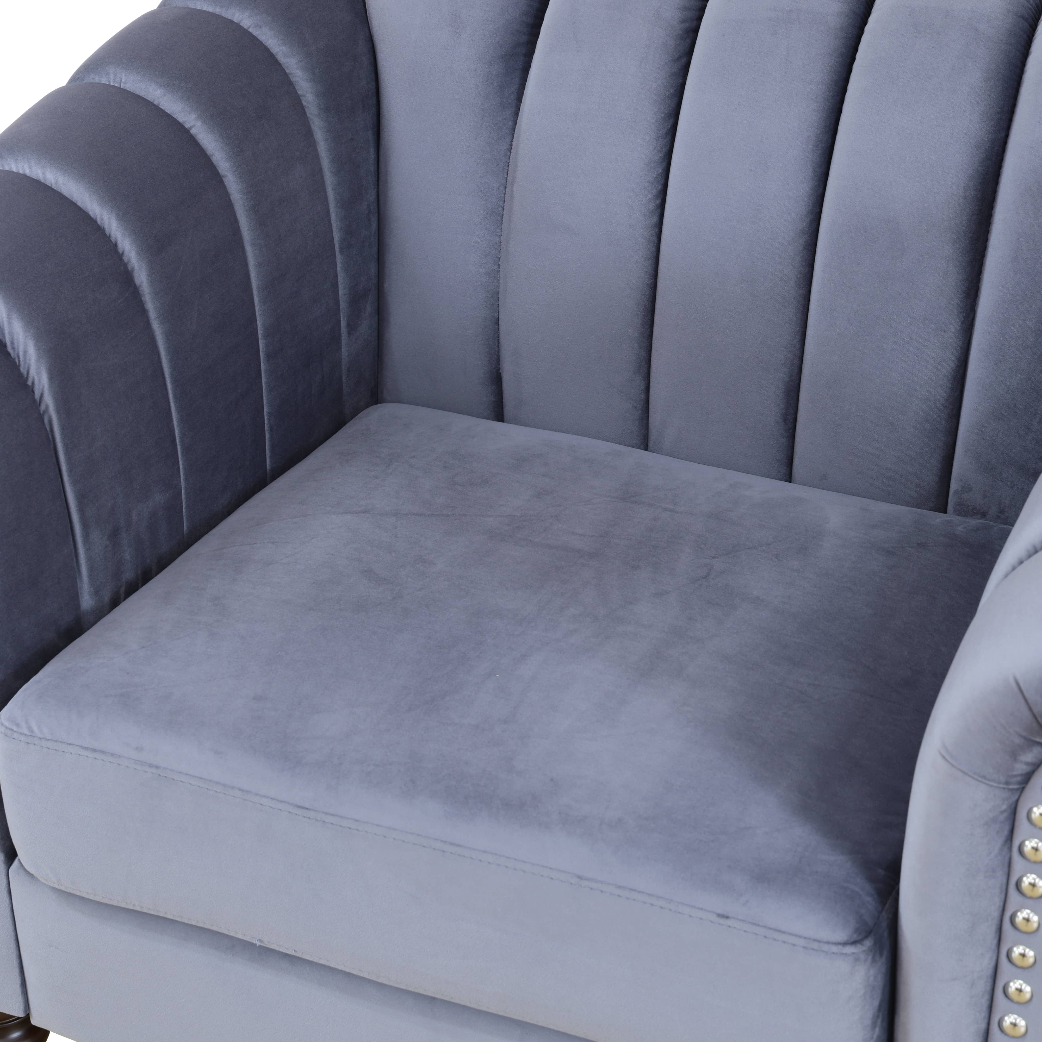 Pickup Only--Grey Microfiber 3-Piece Couch Living Room Sofa Set