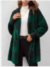 Loose Plaid Sweater Cardigan Dark Green - Shop at LoveMi