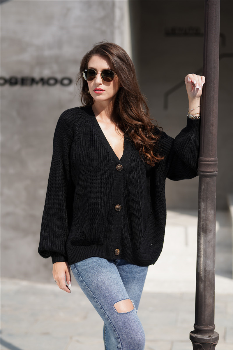 Title 10, Pull-Over Chaud et Ample en Tricot Col en V Cou...