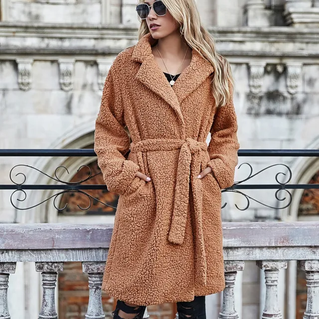 Women Fashion Trend Solid Color Lapel Jacket Brown - Shop at LoveMi