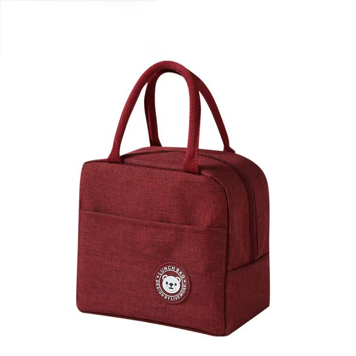 MultilayerLlunch Box Bento Box Plastic Office Car Available - Wine Red Bag