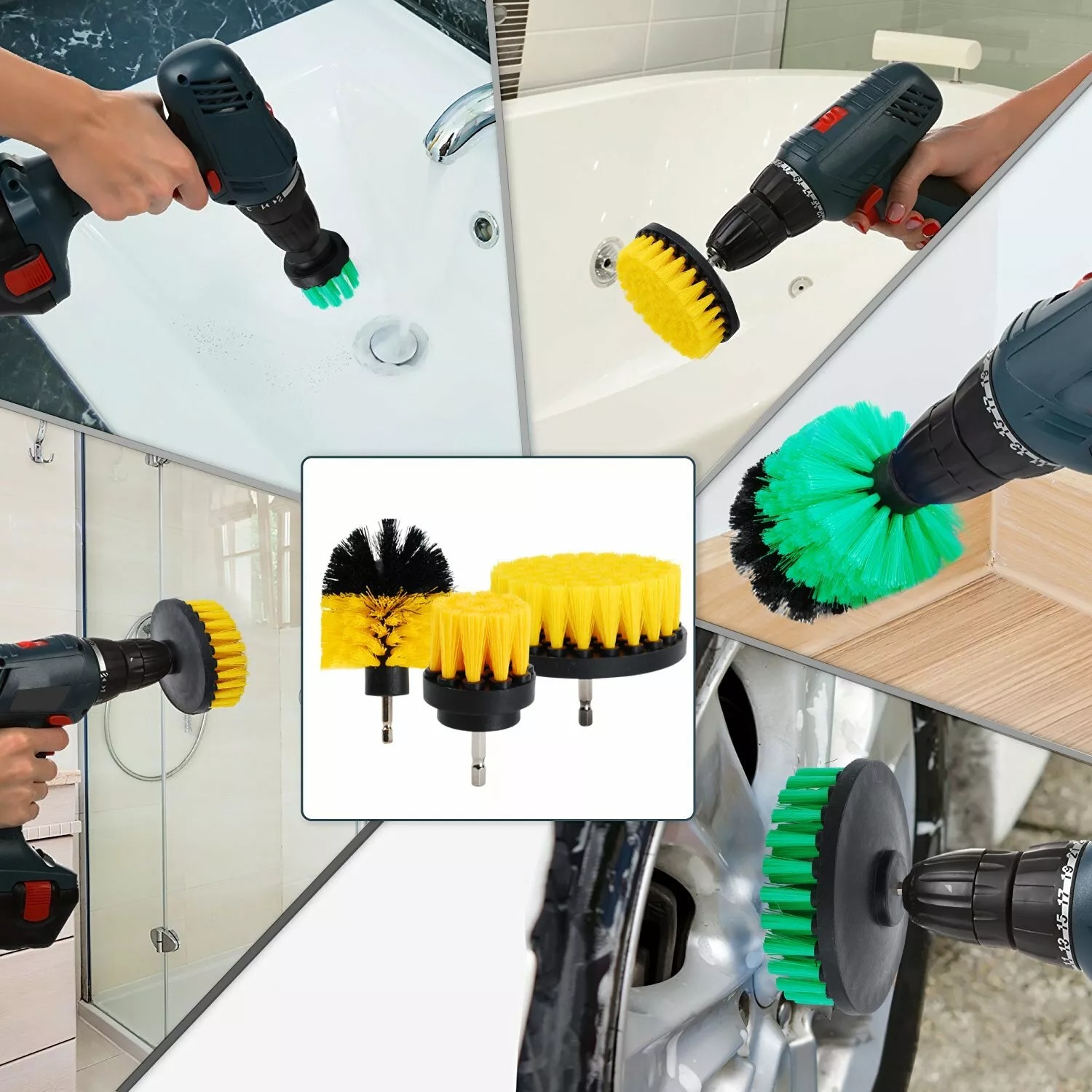 Scrubber Brushes Set Kit with Adapter. we ship only inside the US, USPS First Class Package 2 Day Handling , 2-5 Day Shipping. Scrub Brush Drill Attachment Kit - All Purpose Power Scrubber Brush Cleaner for Grout, Floor, Tub, Shower, Tile, Corners, Bathro