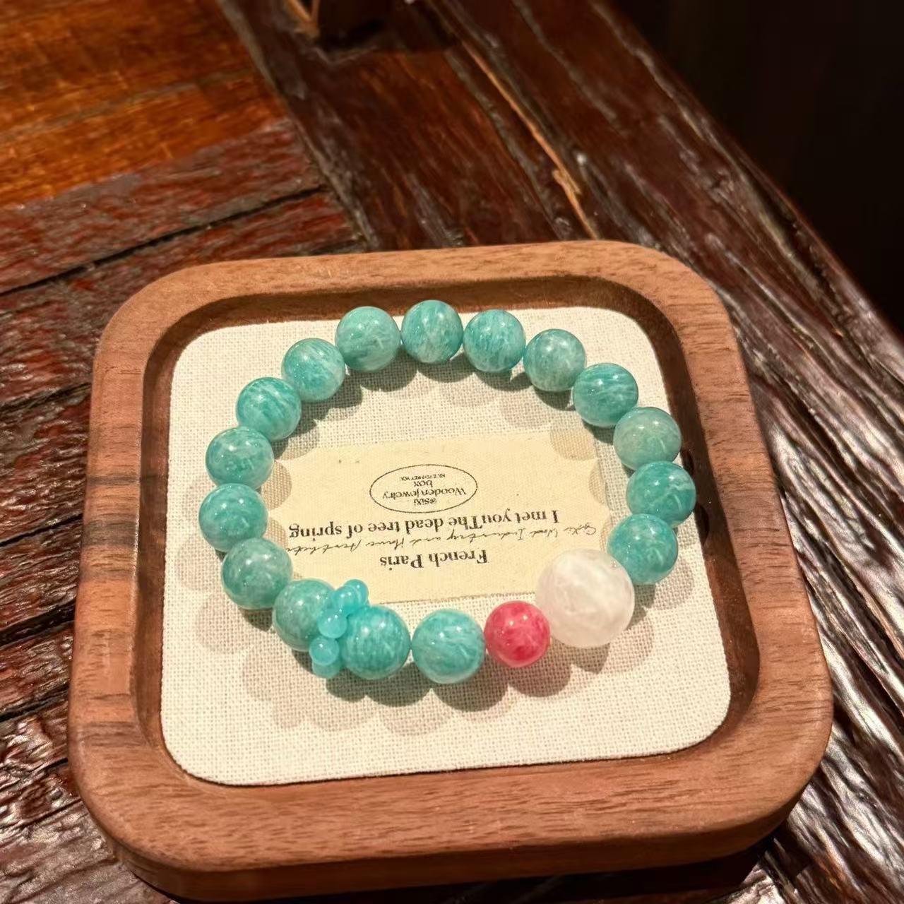 Brățară naturală Amazonite Rhodochrosite White Crystal Two Tone Beaded Chain Hope Bijuterii Energetice Pentru Femei