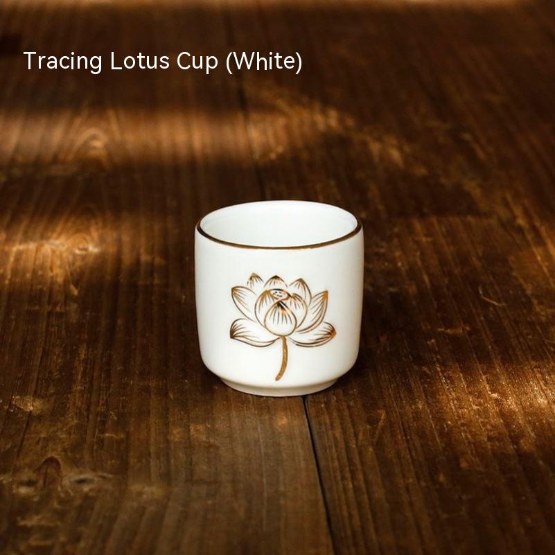 Gold Outline Lotus White