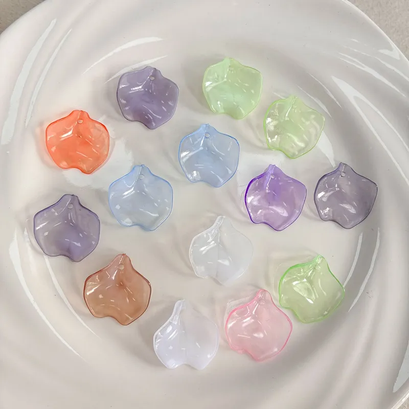 Dual-Color Acrylic Lotus Leaf Pendants, Translucent Petal