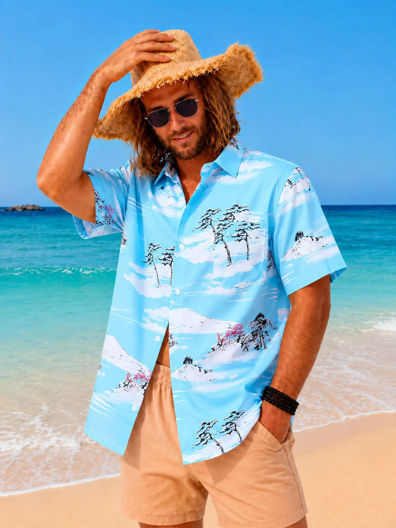 Men's Summer Hawaiian Shirts, Casual Short Sleeve
