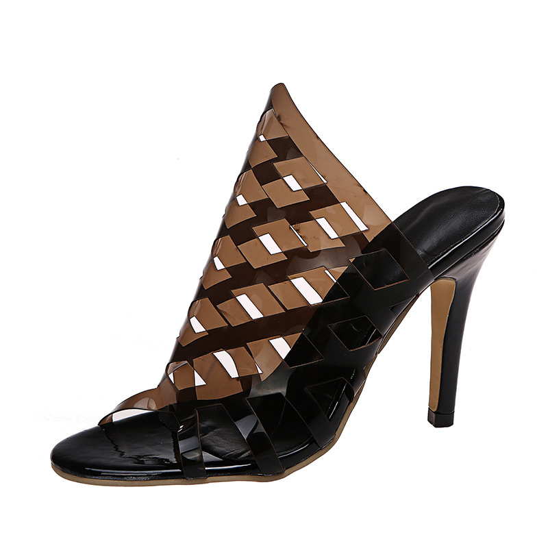 New Fish Mouth Hollow Color Stiletto Cross-border Large Size High Heel Sandals