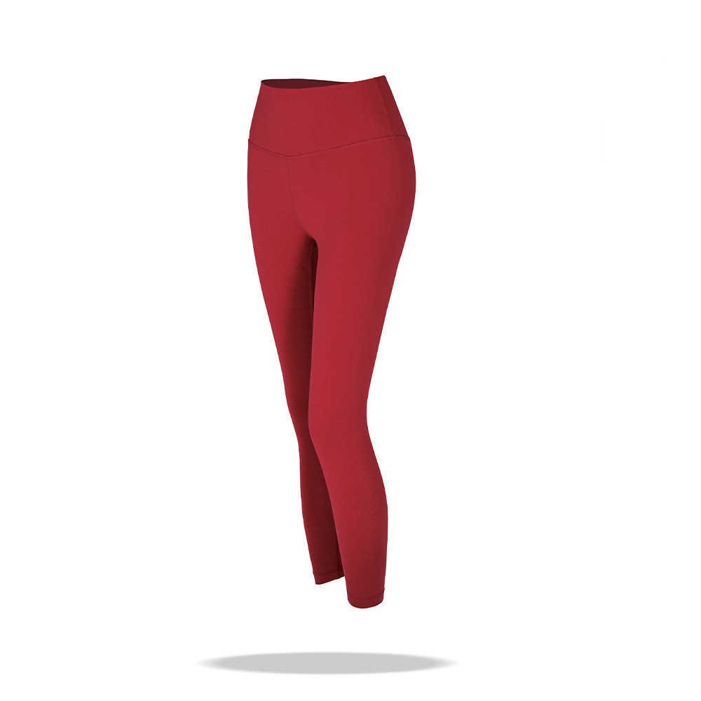 Red High Waist Nude Peach Buttocks Yoga Pants For Women